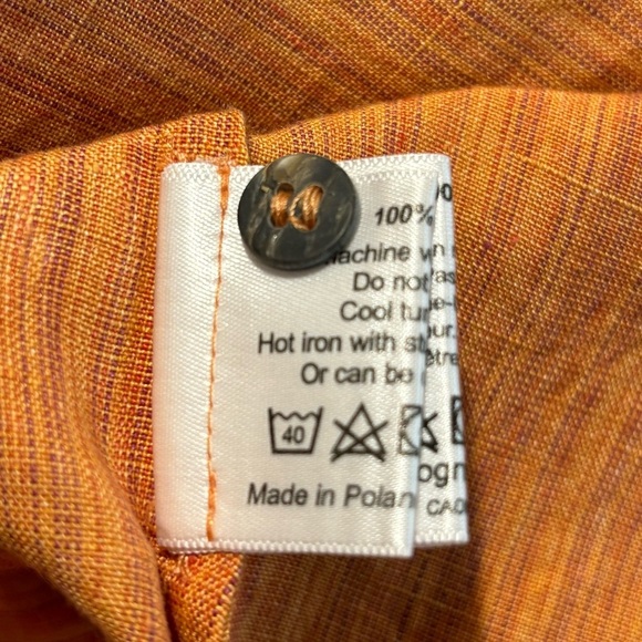 ESKANDAR Sz  1 (vanity) Dress Tunic Mao Collar Patch Pockets 100% Linen Unlined - Picture 8 of 9